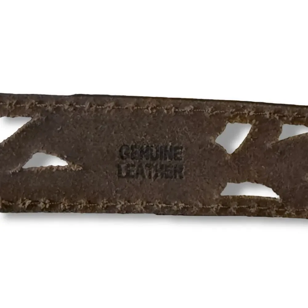 Red River Outfitters Western Belt Kids Brown Tooled Leather Cowboy Cowgirl Sz 22